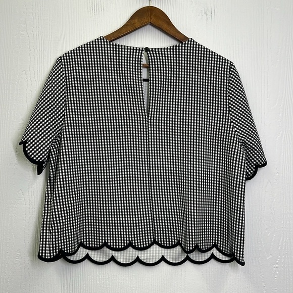 Kate Spade - NWT Jazzy Gingham Scalloped Ponte Short Sleeve Top Size XL - Picture 11 of 14